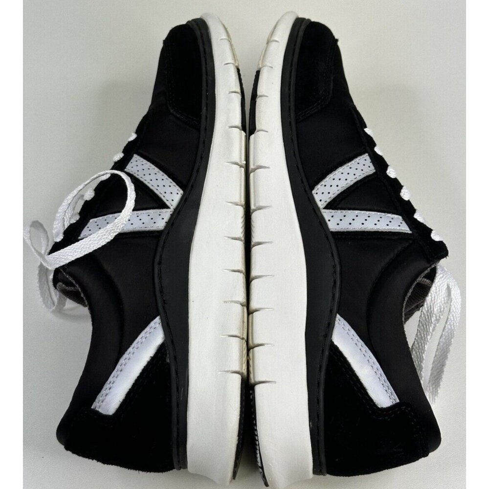 Vionic Nana Walking Shoes Sneakers Women’s 6 Black White Satin Suede Lace up - Picture 4 of 10